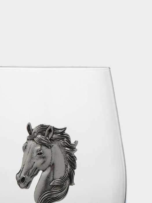 Стакан для виски, 12 см, 500 мл, стекло/металл, серебристый, Голова коня, Horse ANNA LAFARG ANLAF-HGS899