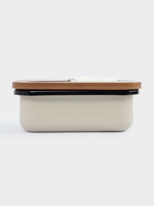 Масленка, 16х11 см, с ножом, металл/дерево, прямоугольная, бежевая, Retro ANNA LAFARG ANLAF-W7079G-2