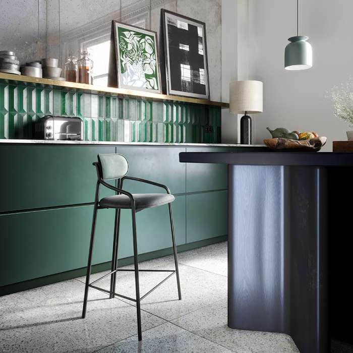 Стул барный ror, round, велюр, черный/темно-зеленый/черный LATITUDE RORBCHRBKVLRDGRNBK