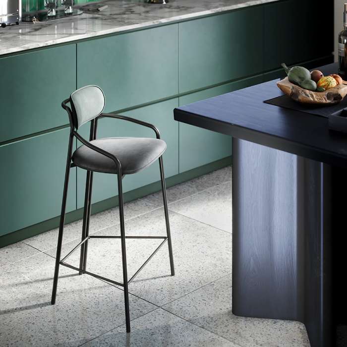 Стул барный ror, round, велюр, черный/темно-зеленый/черный LATITUDE RORBCHRBKVLRDGRNBK