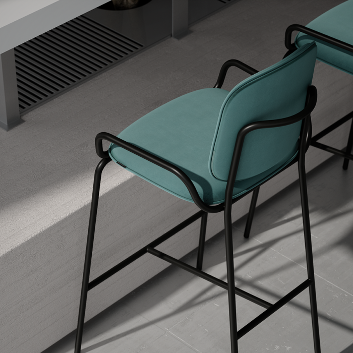 Стул барный ror, 2 frame, велюр, черный/серый LATITUDE RORBCH2FRBKVLRGR