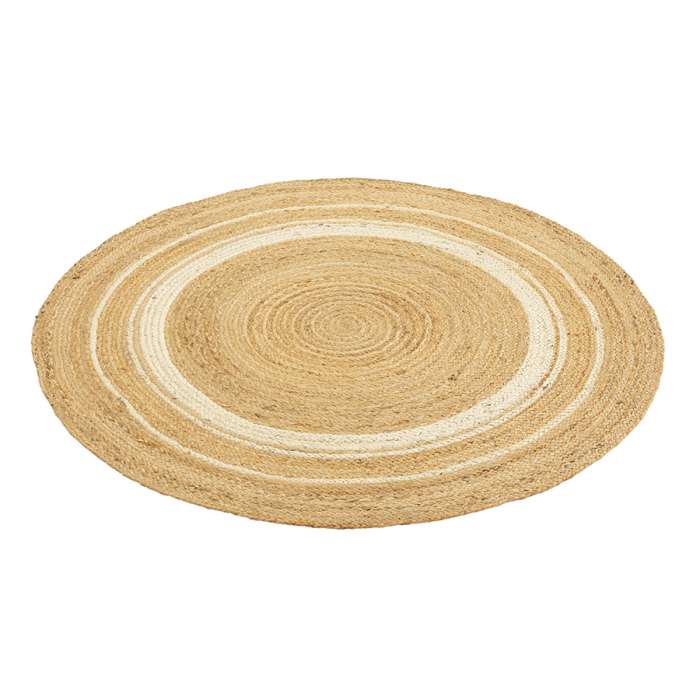Ковер из джута круглый с вставками белого цвета из коллекции ethnic, 90см Tkano TK23-DR0074
