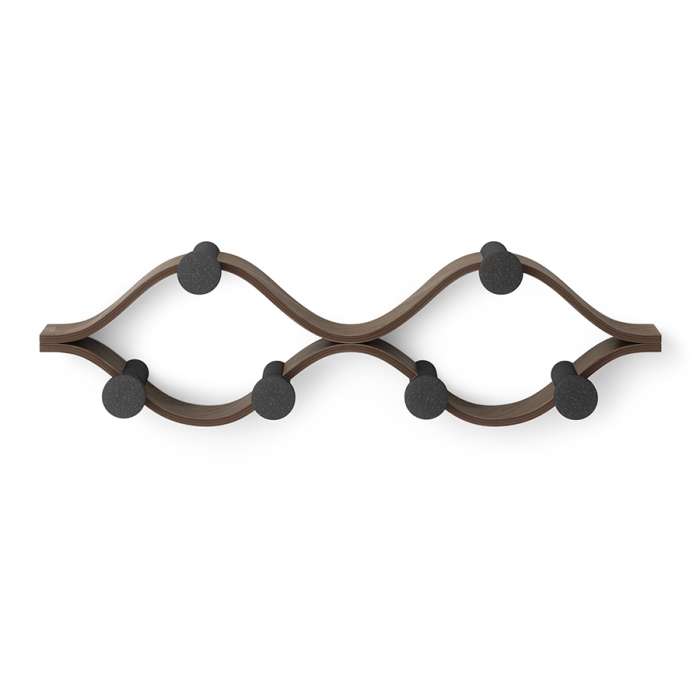 Вешалка настенная montage, 6 крючков, черный/орех UMBRA 1021053-048