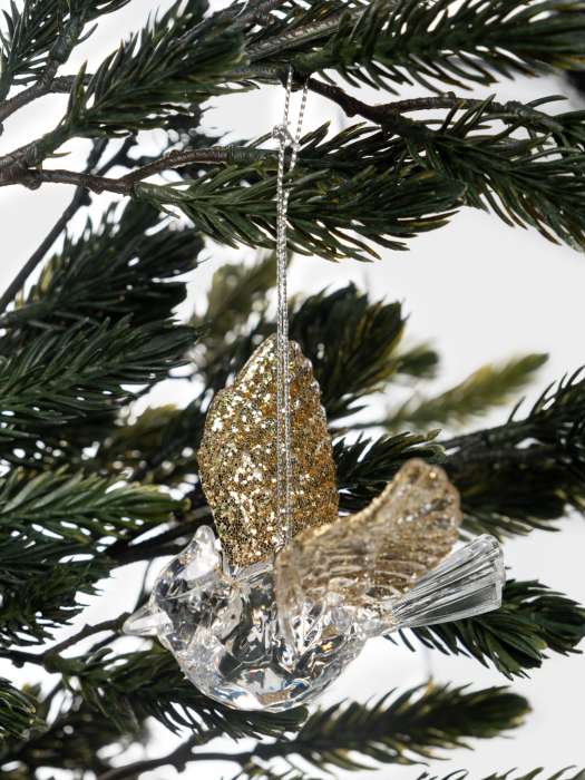 Игрушка елочная, 9 см, акрил, прозрачно-золотистая, Птица, Event ANNA LAFARG ANLAF-C231076A