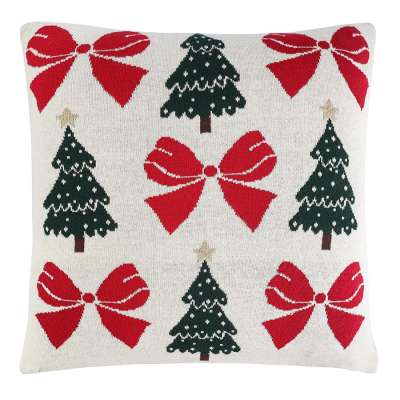 Подушка вязаная с новогодним рисунком christmas bows из коллекции new year essential, 45x45 см Tkano TK25-CU0015