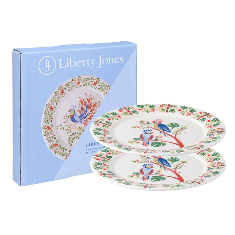 Набор тарелок parrot из коллекции birds of paradise в подарочной упаковке, D21 см, 2 шт. Liberty Jones LJ0000307