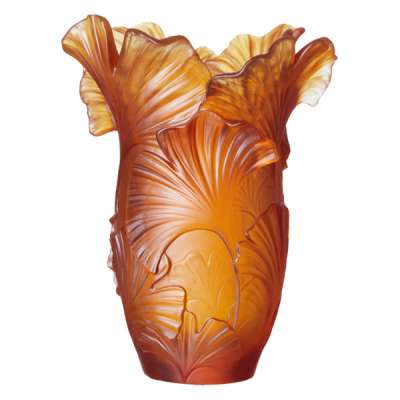 Ваза Decor de table Гинкго 30 см, хрусталь, янтарная, п/к