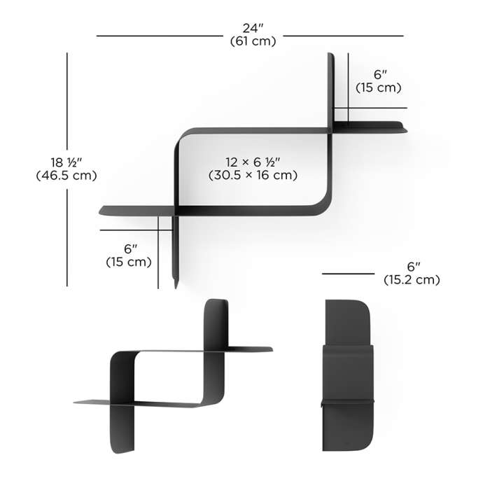 Набор металлических настенных полок montage, 2 шт., черные UMBRA 1022611-040