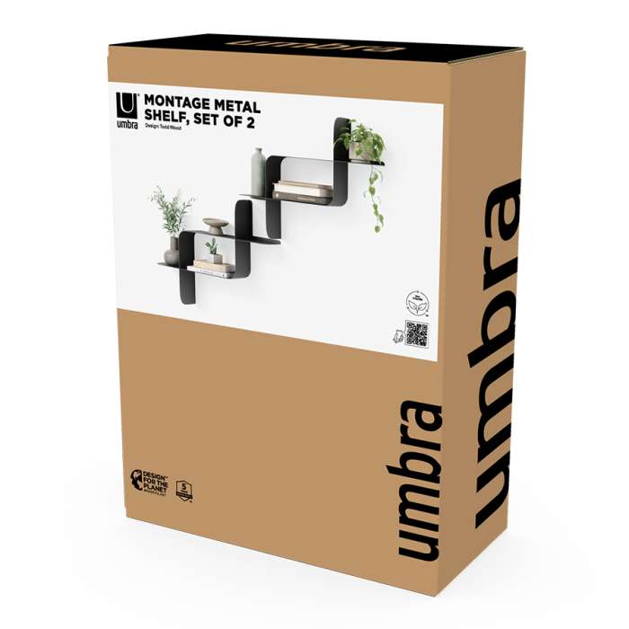Набор металлических настенных полок montage, 2 шт., черные UMBRA 1022611-040