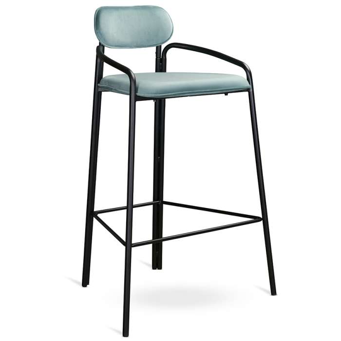 Стул барный ror, round, велюр, черный/светло-бирюзовый LATITUDE RORBCHRBKVLRLBLGRN