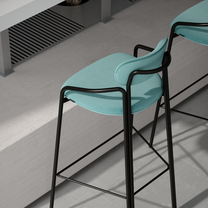 Стул барный ror, round, велюр, черный/светло-бирюзовый LATITUDE RORBCHRBKVLRLBLGRN