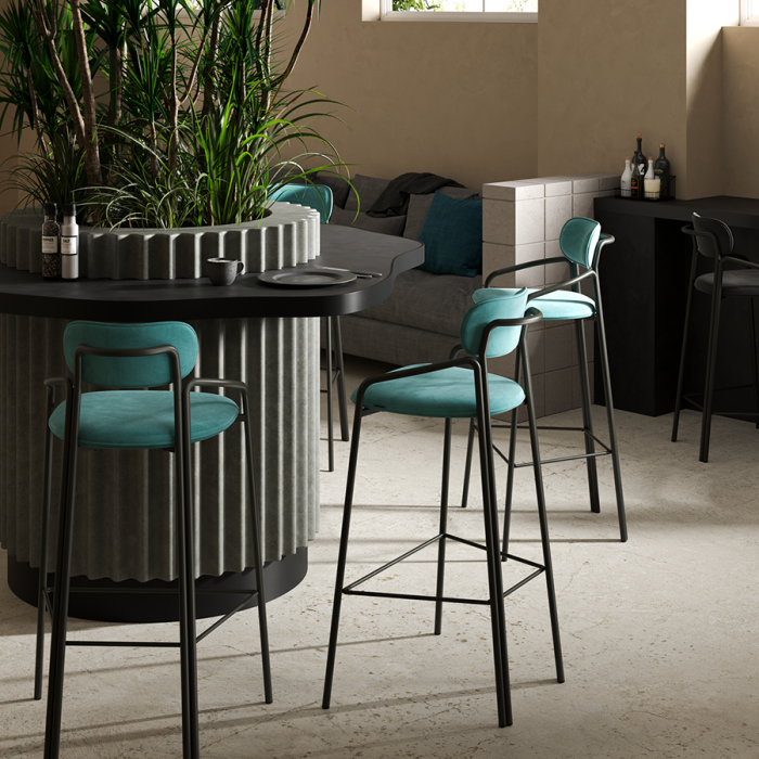 Стул барный ror, round, велюр, черный/светло-бирюзовый LATITUDE RORBCHRBKVLRLBLGRN