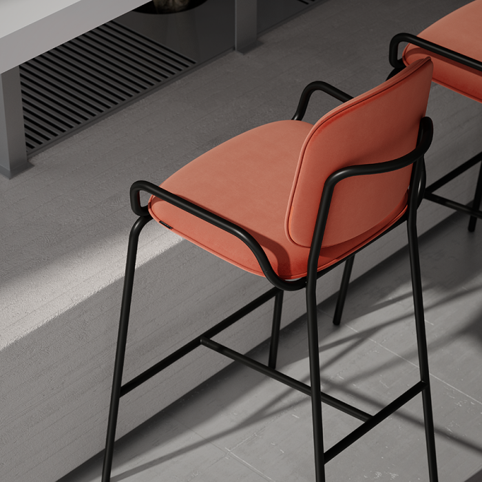 Стул полубарный ror, 2 frame, велюр, черный/темно-красный LATITUDE RORBSCH2FRBKVLRDRD