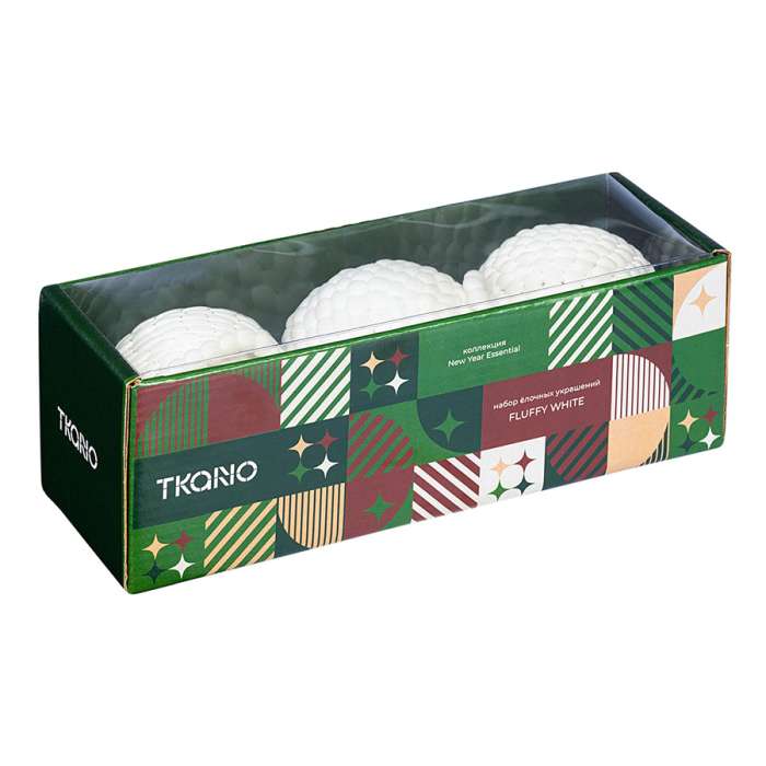 Набор ёлочных украшений fluffy white из коллекции new year essential, 3 шт. Tkano TK24-NY_DEC0016