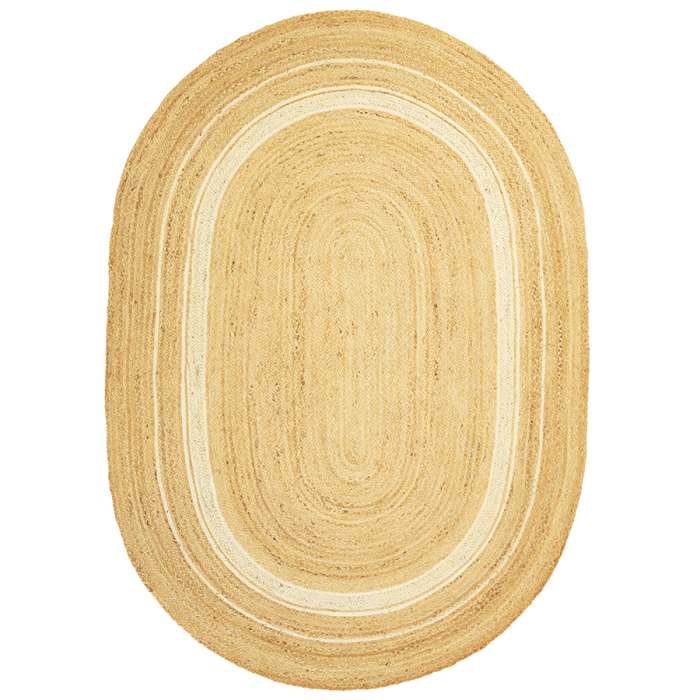 Ковер из джута овальный с вставками белого цвета из коллекции ethnic, 200х300см Tkano TK23-DR0078