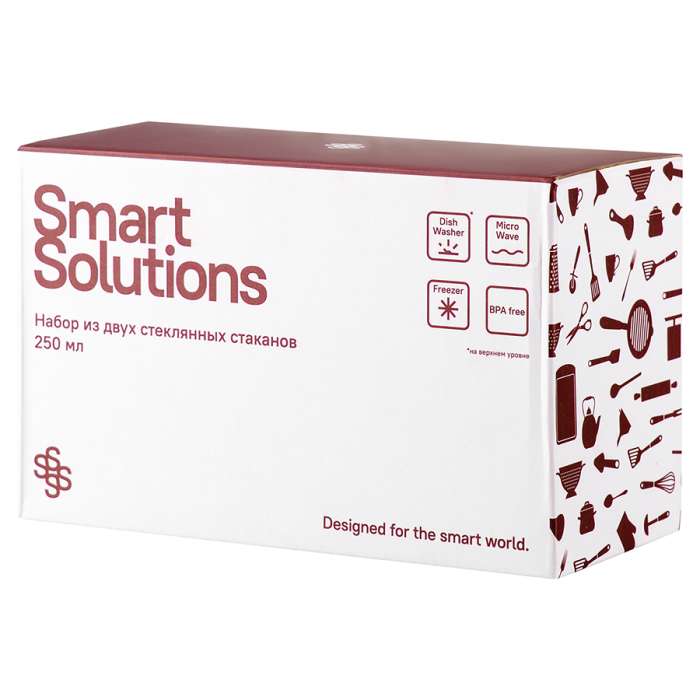 Набор из двух стеклянных стаканов, 250 мл SMART SOLUTIONS KW-SS-CPST-GLS-250
