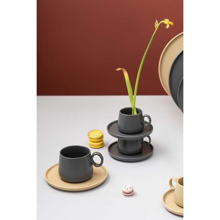 Набор из двух чашек с блюдцами темно-серого цвета из коллекции essential, 120 мл Tkano TK22-TW_TC0005