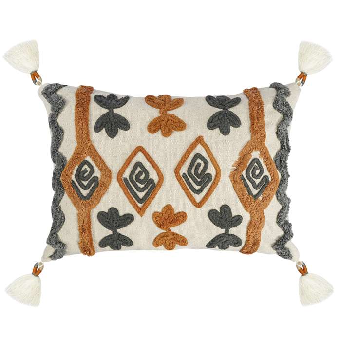 Подушка декоративная с бахромой и вышивкой abstract play из коллекции ethnic, 30х45 см Tkano TK23-CU0020