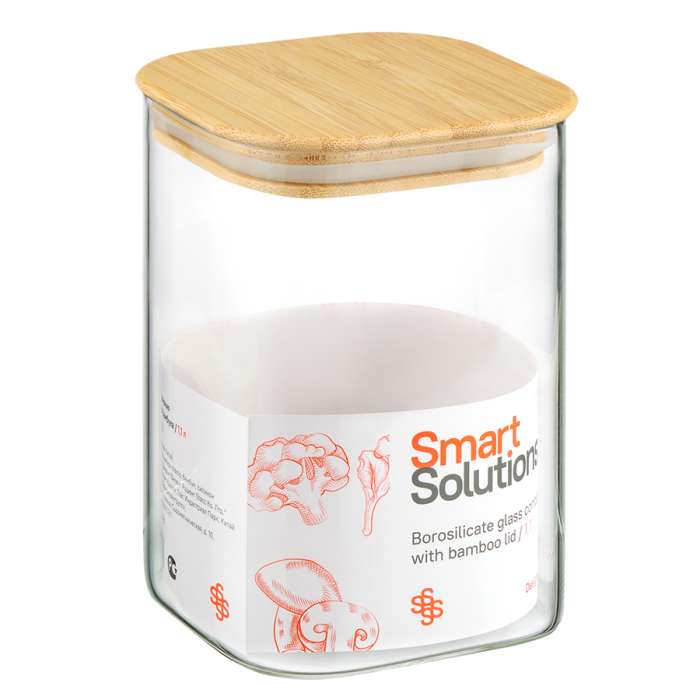 Банка для хранения smart solutions с крышкой из бамбука, 1100 мл Smart Solutions GZ1100SQ
