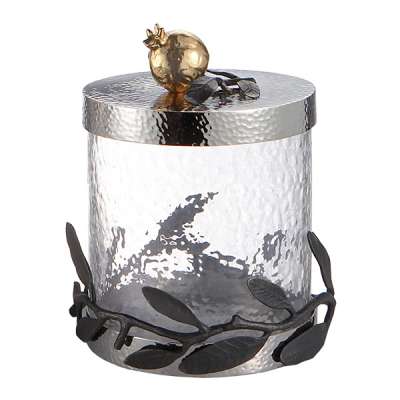 Банка для сыпучих продуктов Michael Aram Оливковая ветвь.Золотой гранат 13 см, стекло