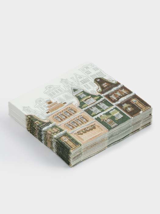 Салфетки бумажные, 21х21 см, 20 шт, квадратные, белые, Дома, Town ANNA LAFARG ANLAF-WUH013