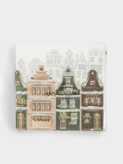Салфетки бумажные, 21х21 см, 20 шт, квадратные, белые, Дома, Town ANNA LAFARG ANLAF-WUH013