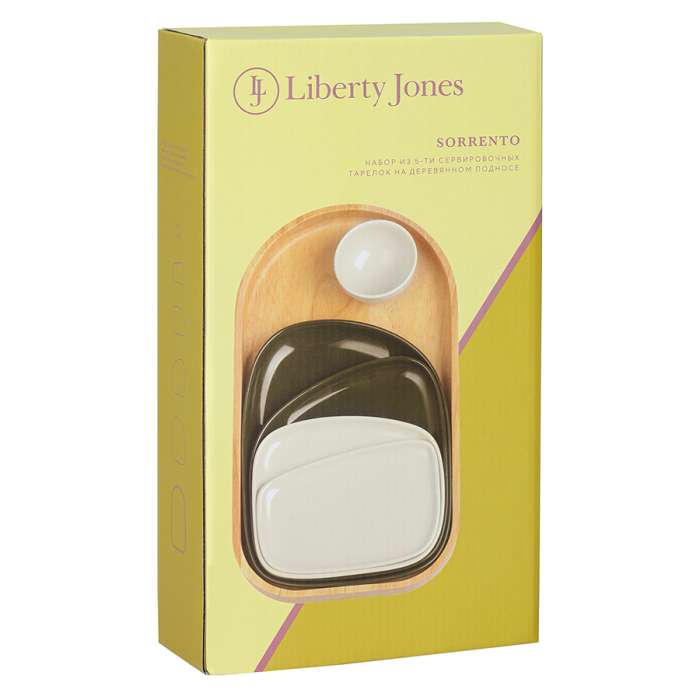 Набор из 5-ти сервировочных тарелок на деревянном подносе sorrento Liberty Jones LJ0000402