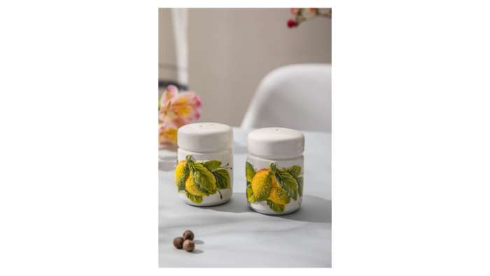 Набор для соли и перца Лимоны и цветы h6 см,  керамика EDELWEISS EDW-325R