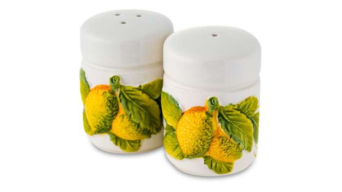 Набор для соли и перца Лимоны и цветы h6 см,  керамика EDELWEISS EDW-325R