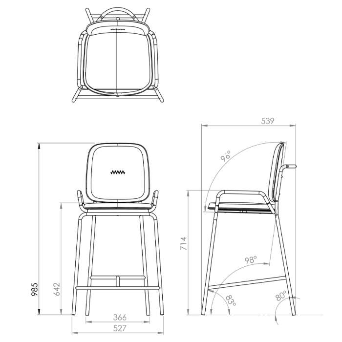 Стул полубарный ror, 2 frame, велюр, черный/зеленый/розовый LATITUDE RORBSCH2FRBKVLRGRNPK