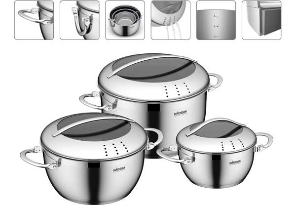 Набор кастрюль со стеклянными крышками (6 предметов) MARUSKA