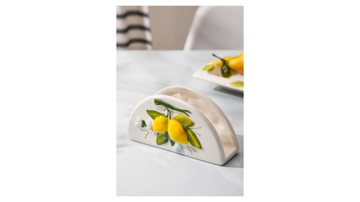 Салфетница Лимоны и цветы 15х5 см, керамика EDELWEISS EDW-340R