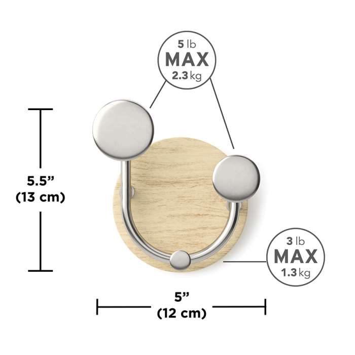 Вешалка настенная melody, 2 крючка, натуральное дерево/никель UMBRA 1019564-392
