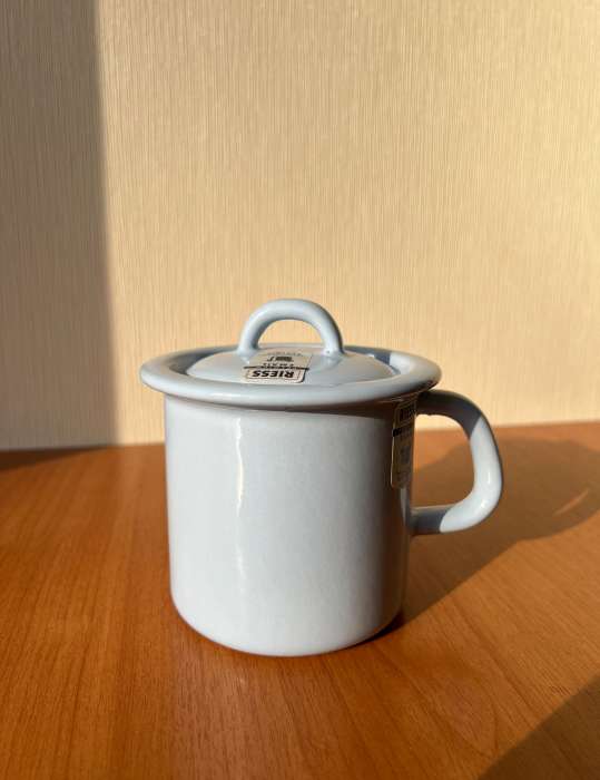 Кружка с крышкой 9 см, 0,5 л УЦЕНКА пастель голубой PASTELL RIESS 0222-006-1