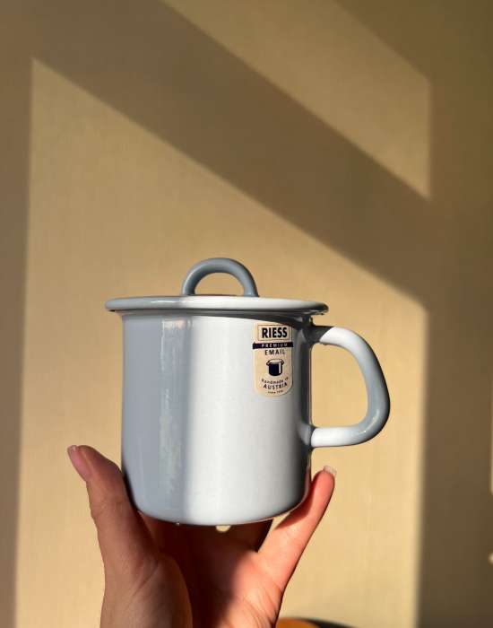 Кружка с крышкой 9 см, 0,5 л УЦЕНКА пастель голубой PASTELL RIESS 0222-006-1