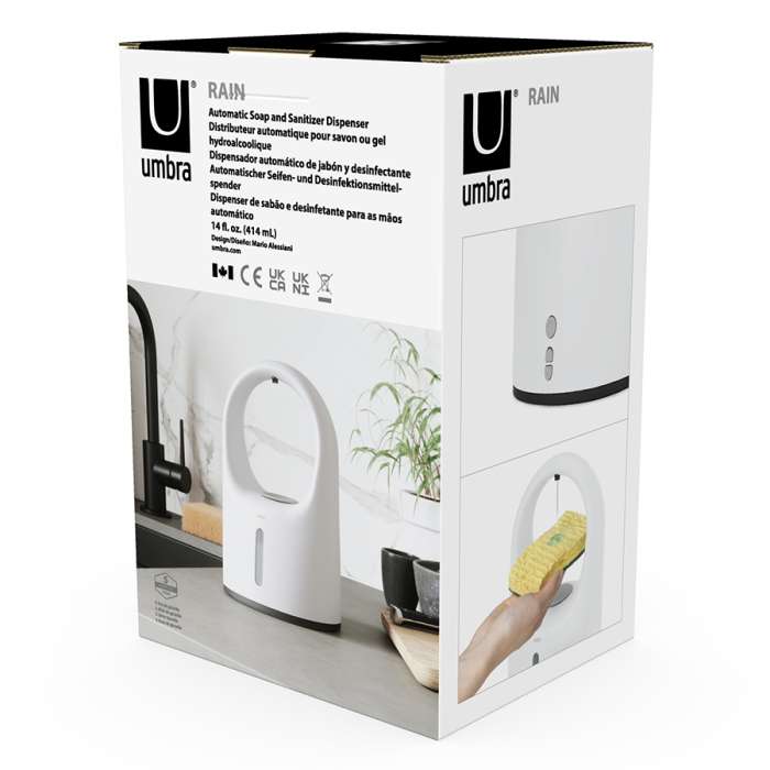 Диспенсер для жидкого мыла автоматический rain, 414 мл, белый UMBRA 1017390-660