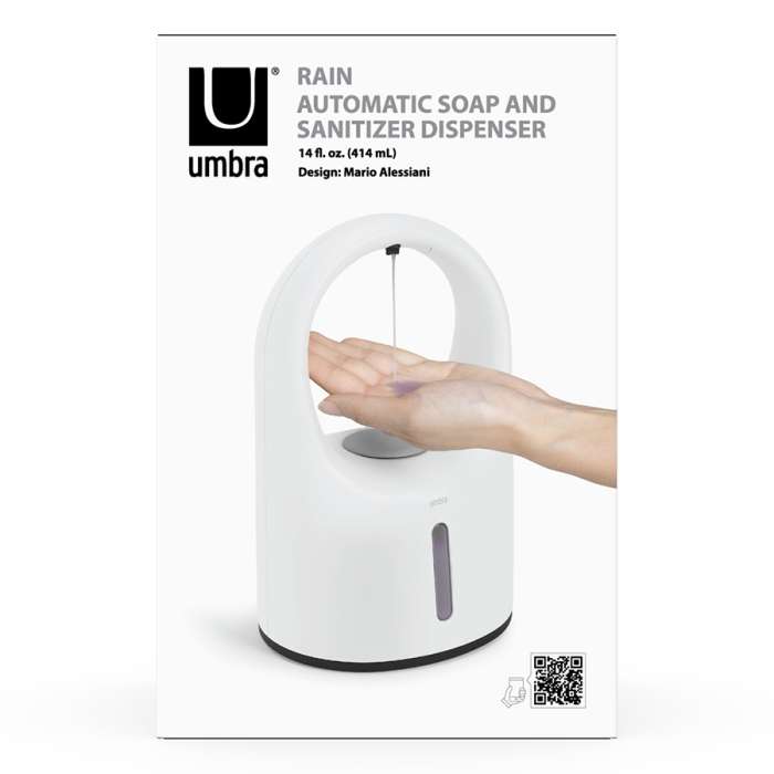 Диспенсер для жидкого мыла автоматический rain, 414 мл, белый UMBRA 1017390-660