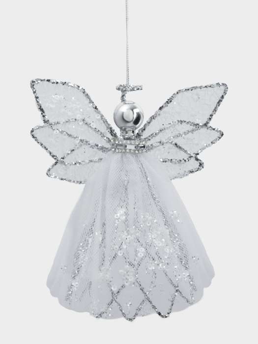 Игрушка елочная, 15 см, металл/ткань, серебристая, Ангел, Event ANNA LAFARG ANLAF-CT-012