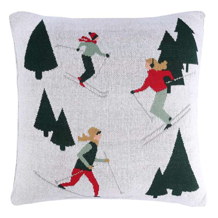 Подушка вязаная с новогодним рисунком let's ski из коллекции new year essential, 45x45 см Tkano TK25-CU0016