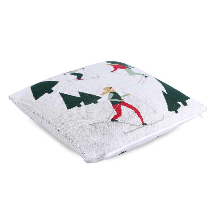 Подушка вязаная с новогодним рисунком let's ski из коллекции new year essential, 45x45 см Tkano TK25-CU0016