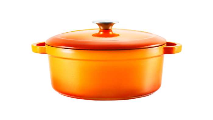 Кастрюля с крышкой Amusant d24 см, 3,8 л, чугун, оранжевая VOEUX VOX-8683642549018