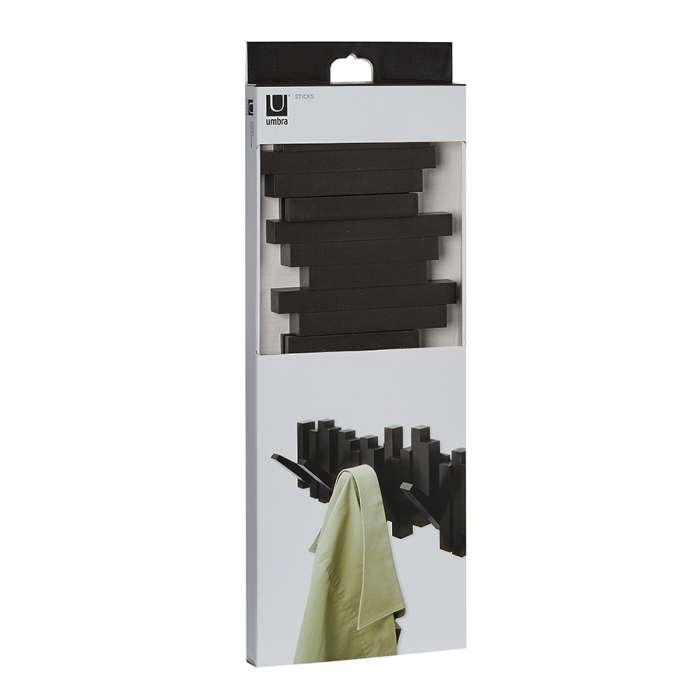 Вешалка настенная sticks, 49,3 см, черная, 5 крючков UMBRA 318211-040