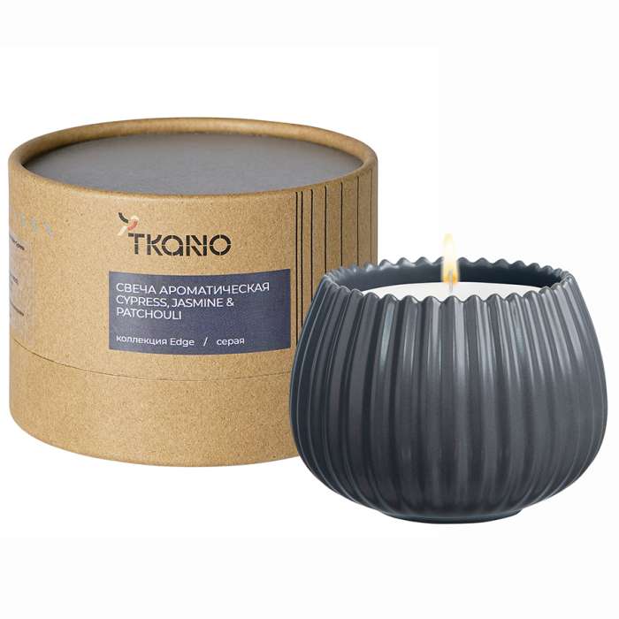 Свеча ароматическая cypress, jasmine & patchouli из коллекции edge, серый, 30 ч Tkano TK23-ARO0033