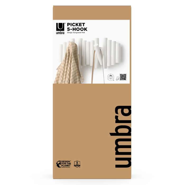 Вешалка настенная picket, 5 крючков, белая UMBRA 1011471-660