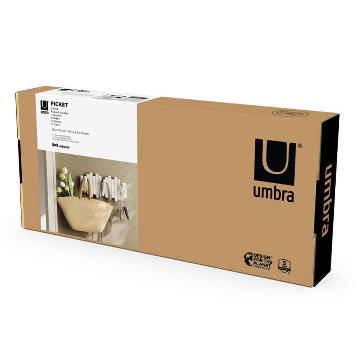 Вешалка настенная picket, 5 крючков, белая UMBRA 1011471-660