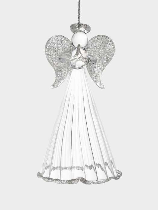 Игрушка елочная, 11 см, стекло, серебристая, Ангел, Event ANNA LAFARG ANLAF-DF24