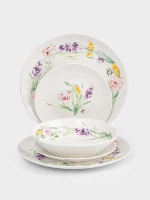 Сервиз обеденный, 6 перс, 18 пр, фарфор P, белый, Акварельные цветы, Bouquet ANNA LAFARG ANLAF-MEIBO-200525-1