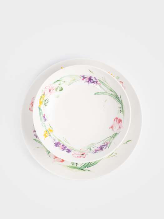 Сервиз обеденный, 6 перс, 18 пр, фарфор P, белый, Акварельные цветы, Bouquet ANNA LAFARG ANLAF-MEIBO-200525-1