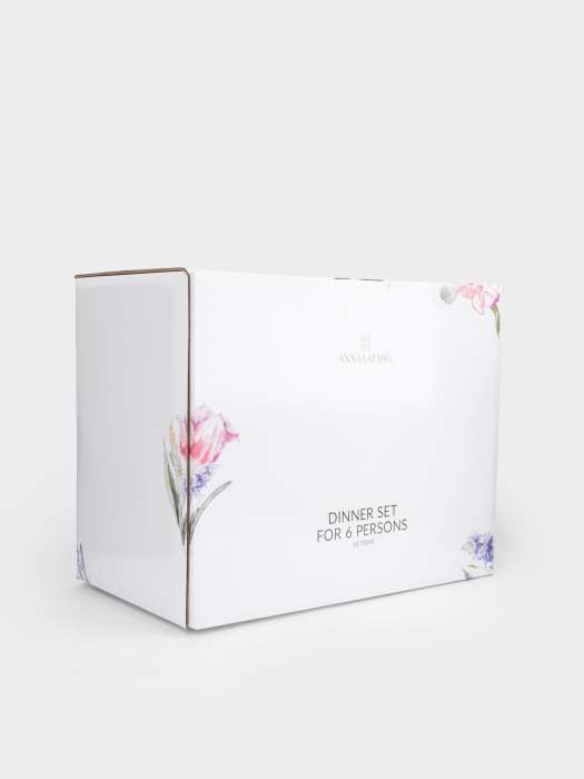 Сервиз обеденный, 6 перс, 18 пр, фарфор P, белый, Акварельные цветы, Bouquet ANNA LAFARG ANLAF-MEIBO-200525-1