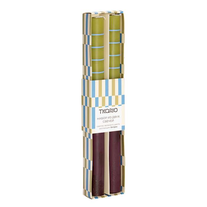 Набор из двух свечей светло-зеленого цвета из коллекции stripes Tkano TK26-CND0003